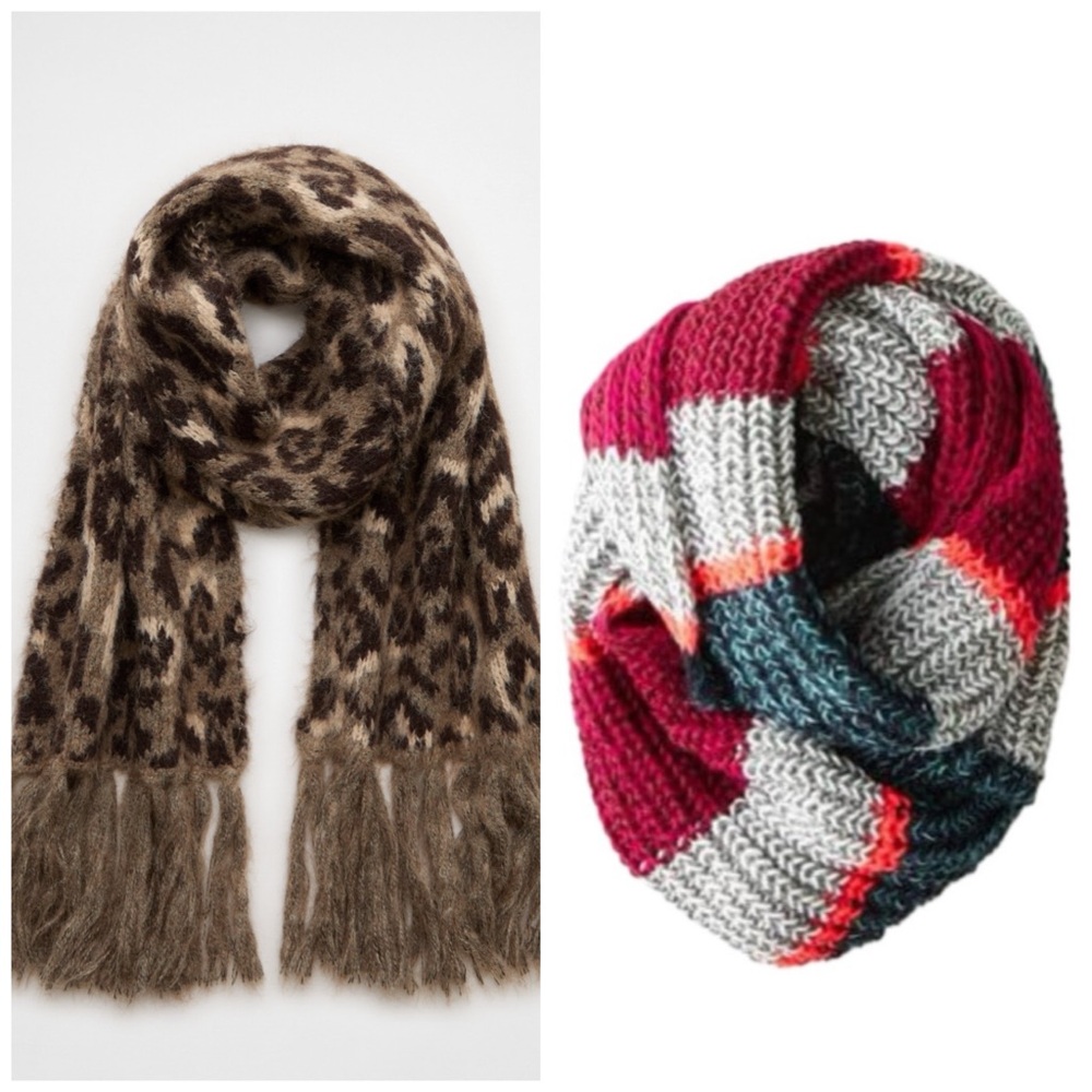 AE American Eagle Scarf Bundle Striped Infinity & Leopard Print
